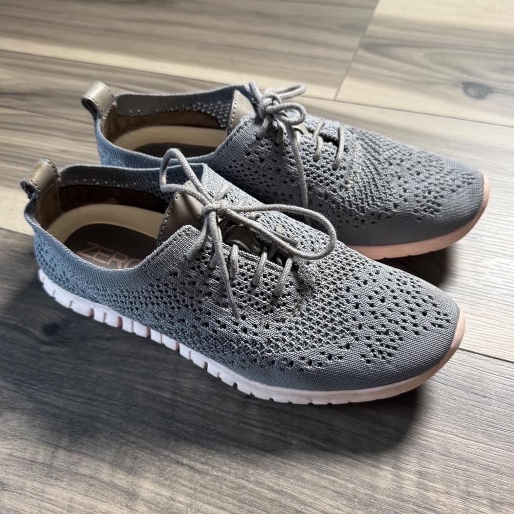 Cole Haan Zerogrand Stitchlite Grey Pink Knit Oxford Sneakers W06727 Womens 6.5